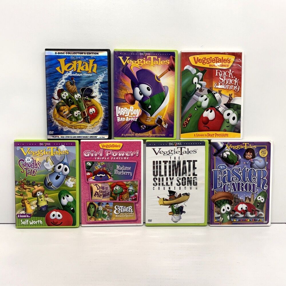 VeggieTales DVD Lot 7 DVDs: Girl Power, Jonah, Easter Carol, Larry Boy, Snoodles